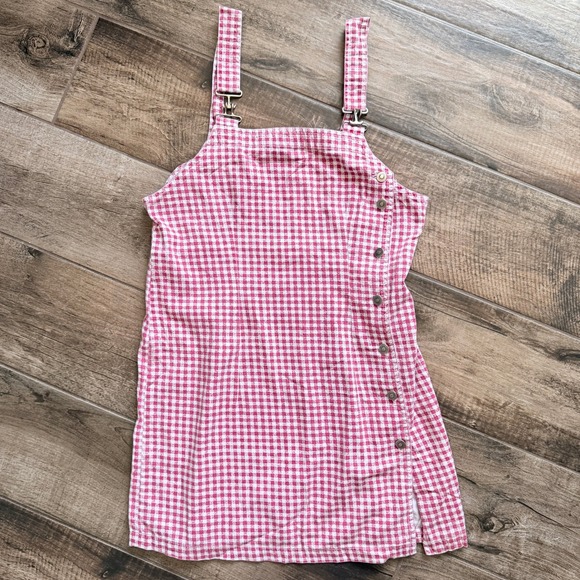 Xhilaration Dresses & Skirts - Xhilaration Vintage 90s Gingham Button Overall Pinafore Dress, Red White,11
